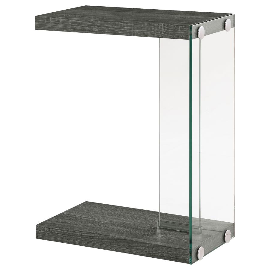Colby Engineered Wood C-Shaped Side Table Weathered Grey (image for) Colby Engineered Wood C-Shaped Side Table Weathered Grey