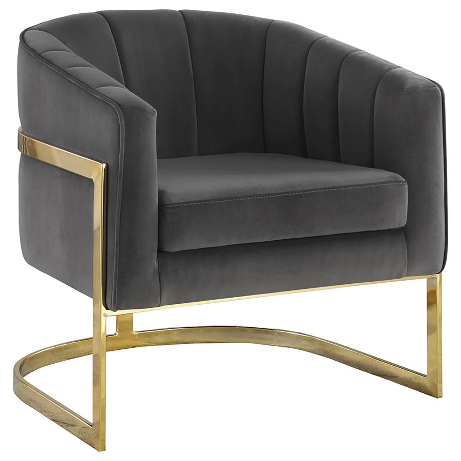 Alamor Upholstered Barrel Back Accent Chair Dark Grey (image for) Alamor Upholstered Barrel Back Accent Chair Dark Grey