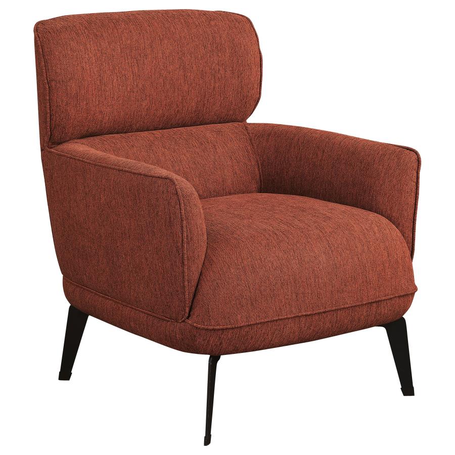 Andrea Upholstered Crecent Arm Accent Chair Orange (image for) Andrea Upholstered Crecent Arm Accent Chair Orange