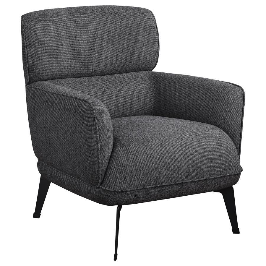 Andrea Upholstered Crecent Arm Accent Chair Grey (image for) Andrea Upholstered Crecent Arm Accent Chair Grey