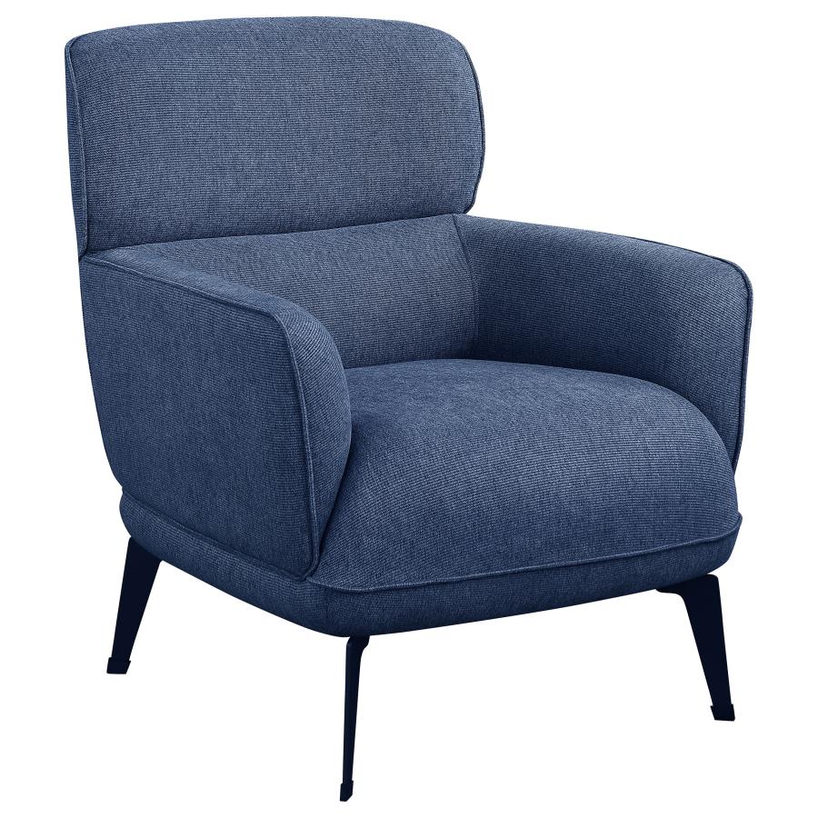 Andrea Upholstered Crecent Arm Accent Chair Blue (image for) Andrea Upholstered Crecent Arm Accent Chair Blue