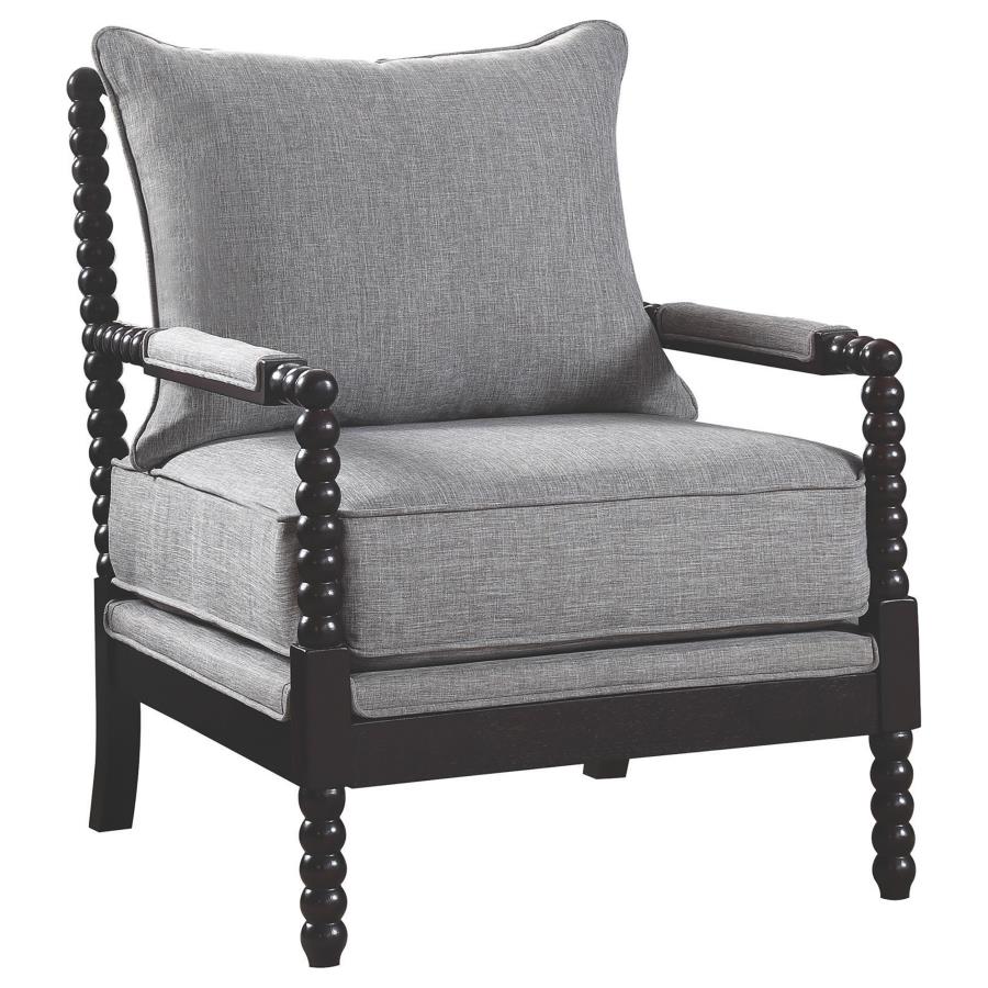 Blanchett Upholstered Bobbin Accent Chair Grey and Black (image for) Blanchett Upholstered Bobbin Accent Chair Grey and Black
