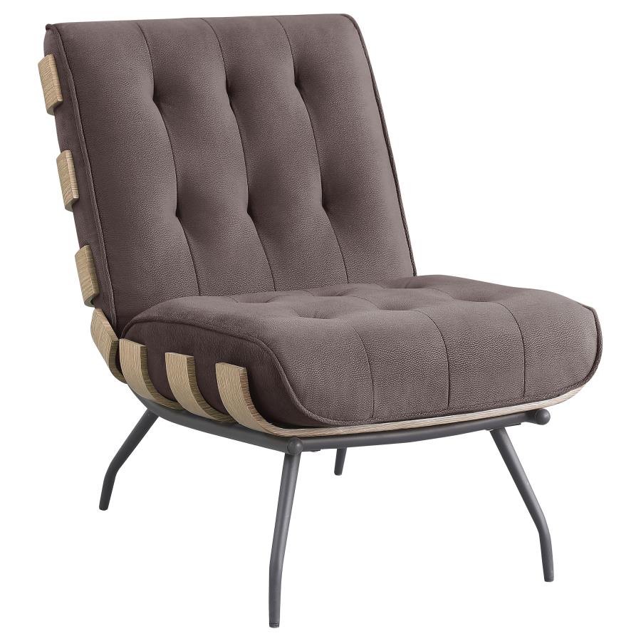Aloma Upholstered Tufted Armless Accent Chair Brown (image for) Aloma Upholstered Tufted Armless Accent Chair Brown