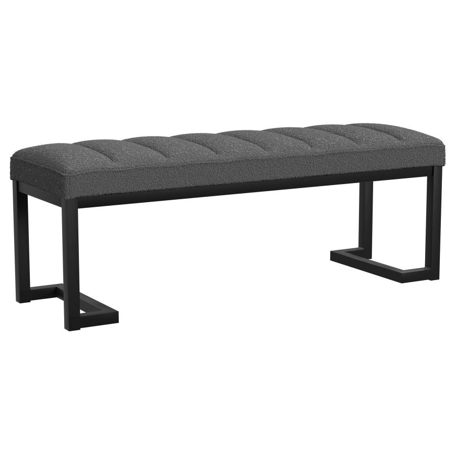 Mesa Boucle Upholstered Tufted Accent Bench Charcoal (image for) Mesa Boucle Upholstered Tufted Accent Bench Charcoal