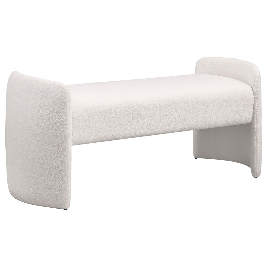Peoria Velvet Upholstered Accent Bench Ivory (image for) Peoria Velvet Upholstered Accent Bench Ivory