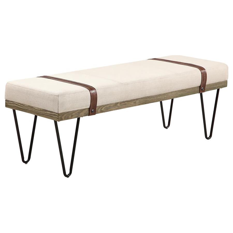 Austin Fabric Upholstered Accent Bench Beige (image for) Austin Fabric Upholstered Accent Bench Beige