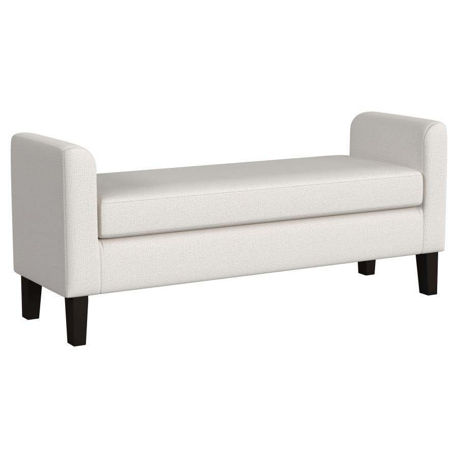 Rex Fabric Upholstered Accent Bench with Armrests Vanilla (image for) Rex Fabric Upholstered Accent Bench with Armrests Vanilla