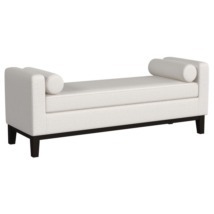 Rosie Upholstered Accent Bench with Armrests Vanilla (image for) Rosie Upholstered Accent Bench with Armrests Vanilla