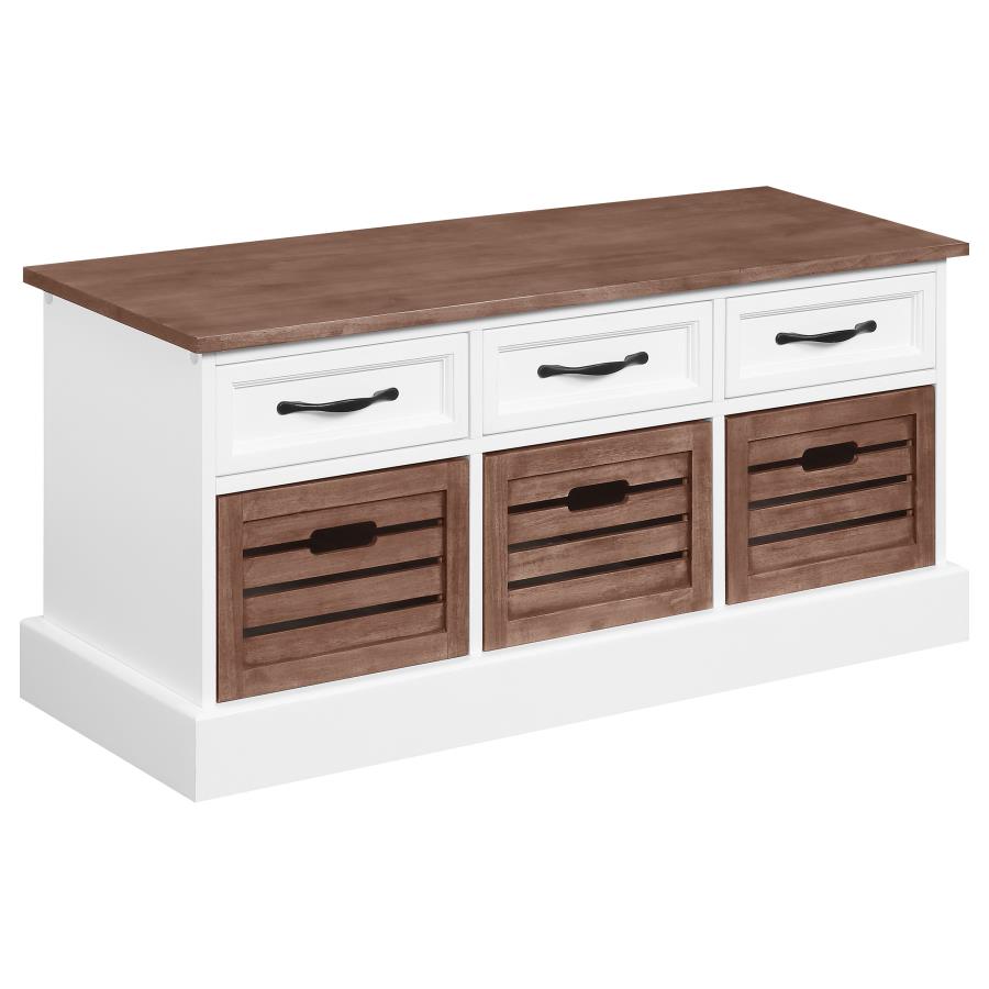 Alma 3-drawer Storage Bench Weathered Brown and White (image for) Alma 3-drawer Storage Bench Weathered Brown and White