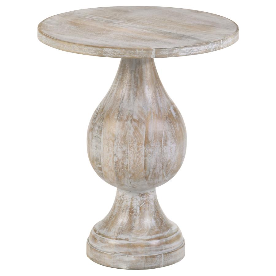 Dianella Round Pedestal Base Accent Side Table White Washed (image for) Dianella Round Pedestal Base Accent Side Table White Washed