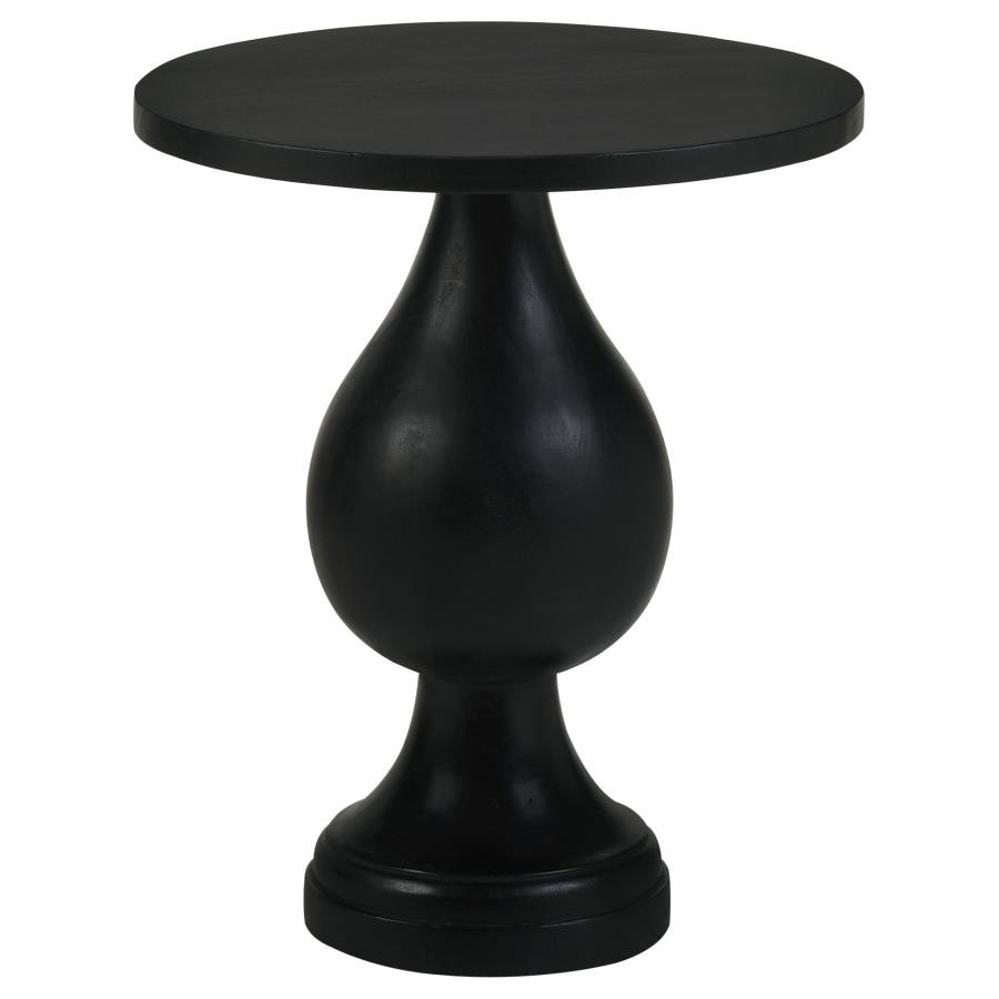 Dianella Round Pedestal Base Accent Side Table Black Stain (image for) Dianella Round Pedestal Base Accent Side Table Black Stain