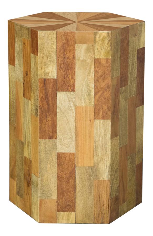Dermot Hexagonal Solid Wood Sunburst Top Side Table Natural (image for) Dermot Hexagonal Solid Wood Sunburst Top Side Table Natural
