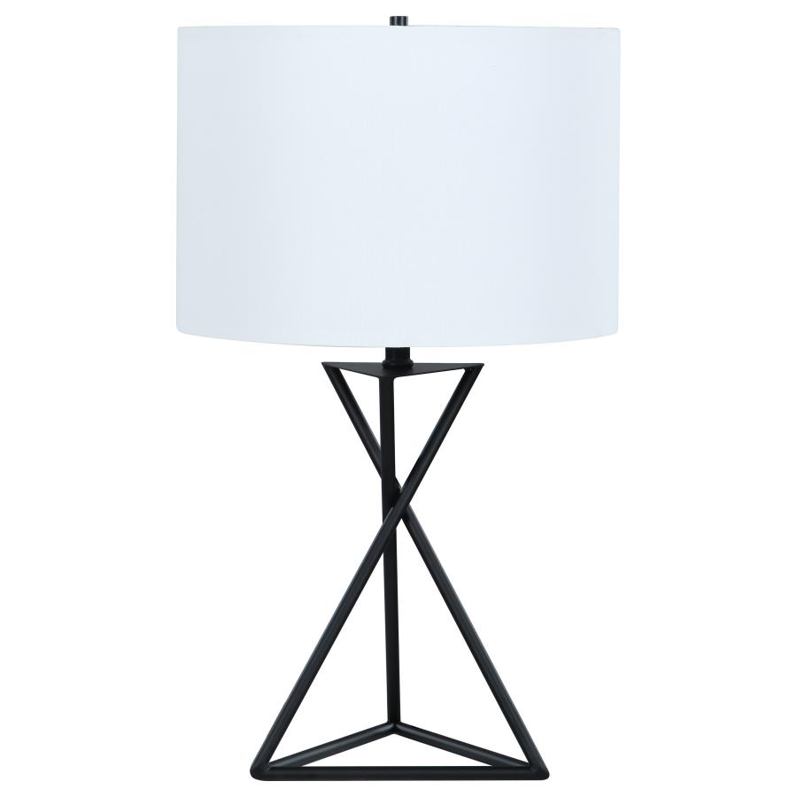 Mirio 26-inch Drum Shade Metal Bedside Table Lamp Black (image for) Mirio 26-inch Drum Shade Metal Bedside Table Lamp Black