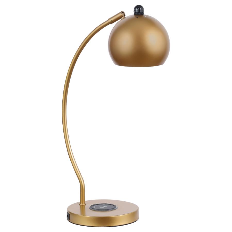 Andreas 22-inch Study Table with Wireless Charger Lamp Gold (image for) Andreas 22-inch Study Table with Wireless Charger Lamp Gold