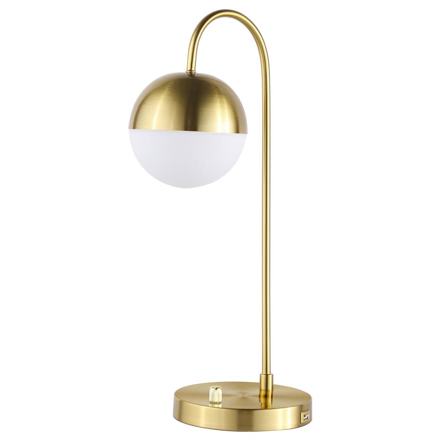Merrick 21-inch Spherical Arched Bedside Table Lamp Gold (image for) Merrick 21-inch Spherical Arched Bedside Table Lamp Gold
