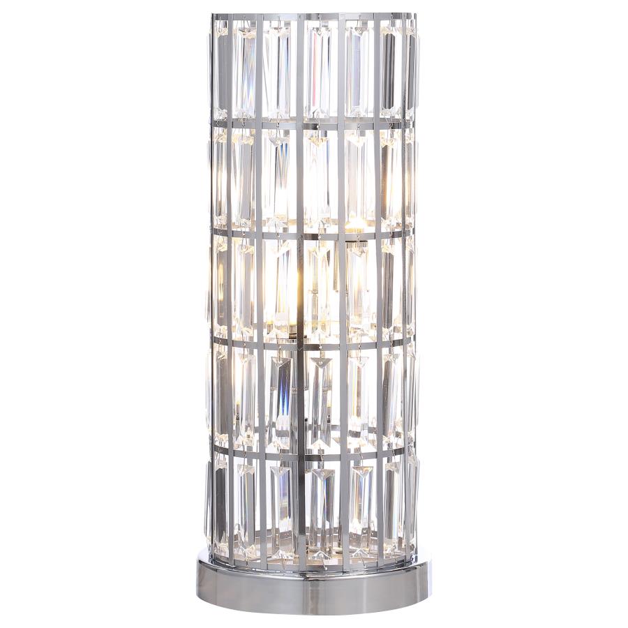 Wanda 20-inch Crystal Shade Bedside Table Lamp Silver (image for) Wanda 20-inch Crystal Shade Bedside Table Lamp Silver