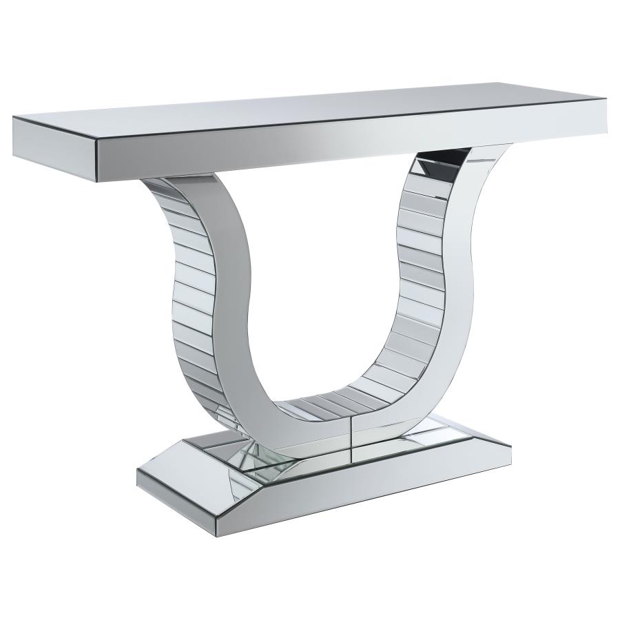Saanvi U-shaped Mirrored Entryway Console Table Silver (image for) Saanvi U-shaped Mirrored Entryway Console Table Silver