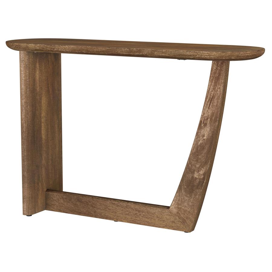 Fletcher Oval Solid Mango Wood Entryway Console Table Brown (image for) Fletcher Oval Solid Mango Wood Entryway Console Table Brown