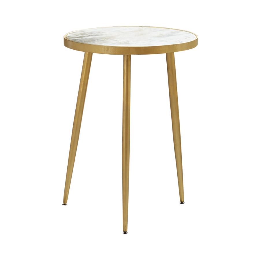 Acheson Round Marble Top Side Table White and Gold (image for) Acheson Round Marble Top Side Table White and Gold