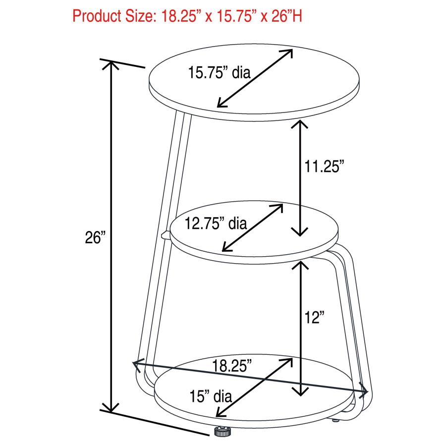 Modal Additional Images for Hilly 3-tier Round Accent Side Table White and Black