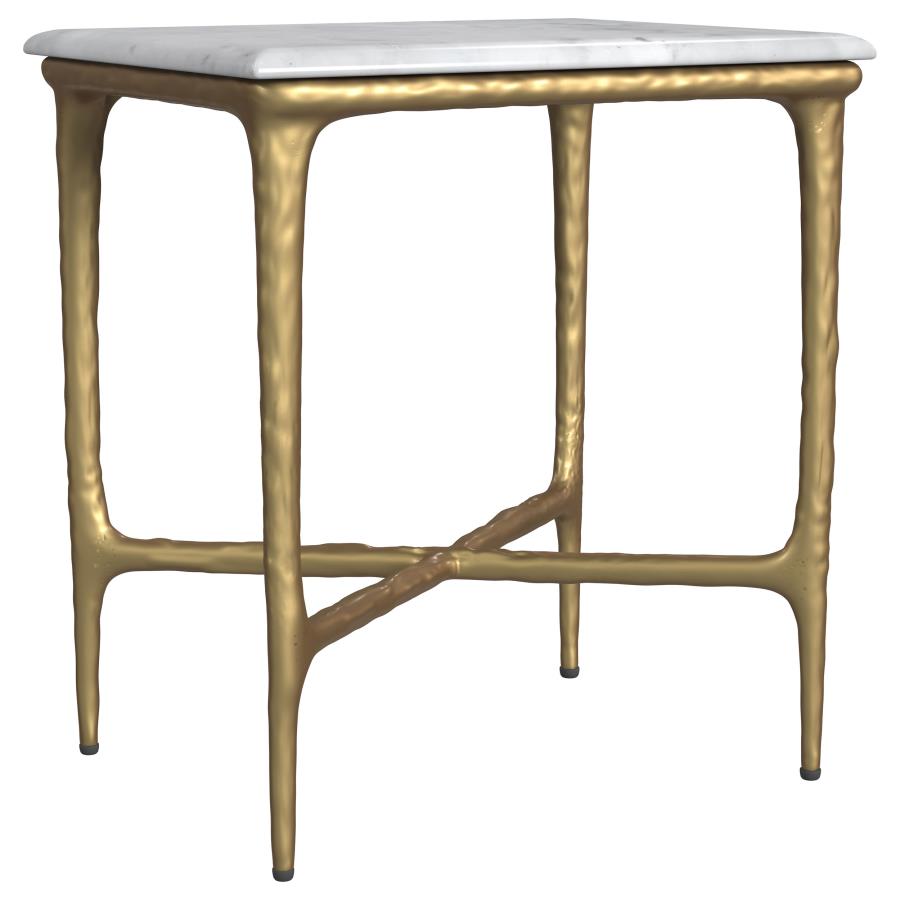 Baldwin Rectangular Marble Top Side Table White and Gold (image for) Baldwin Rectangular Marble Top Side Table White and Gold