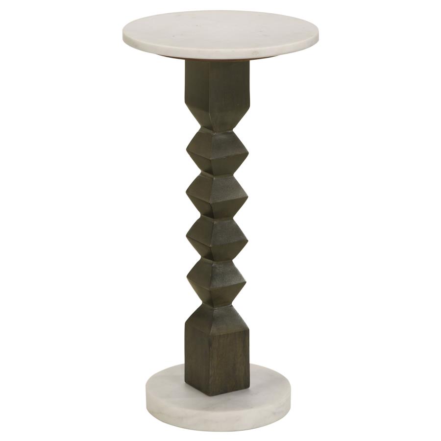 Colette Round Marble Top Side Table White and Dark Grey (image for) Colette Round Marble Top Side Table White and Dark Grey