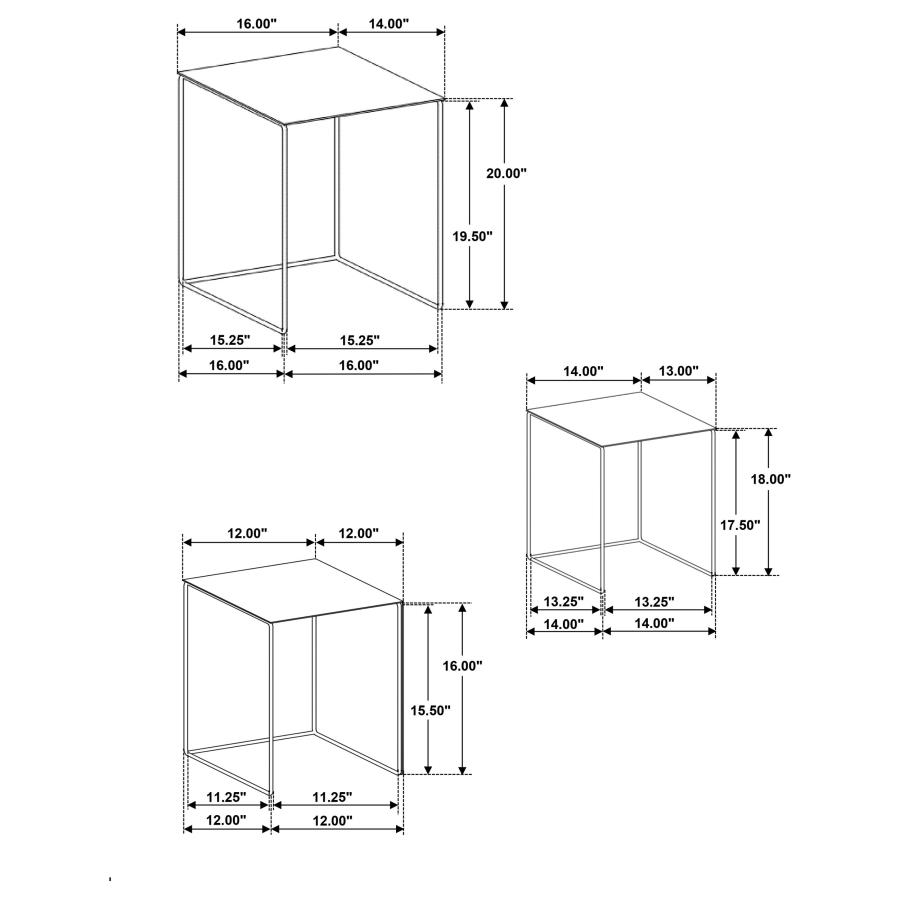 Modal Additional Images for Imez 3-piece Rectangular Metal Nesting Table Set Grey