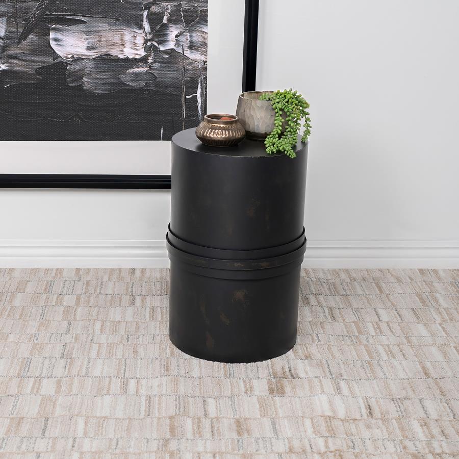 Bryce Round Metal Accent Side Table Rustic Black (image for) Bryce Round Metal Accent Side Table Rustic Black