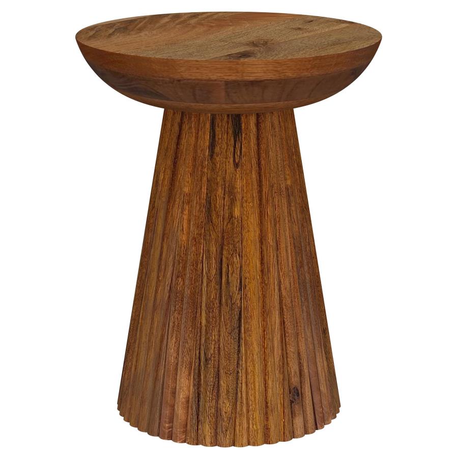 Aureo Round Solid Wood Accent Side Table Wild Honey (image for) Aureo Round Solid Wood Accent Side Table Wild Honey