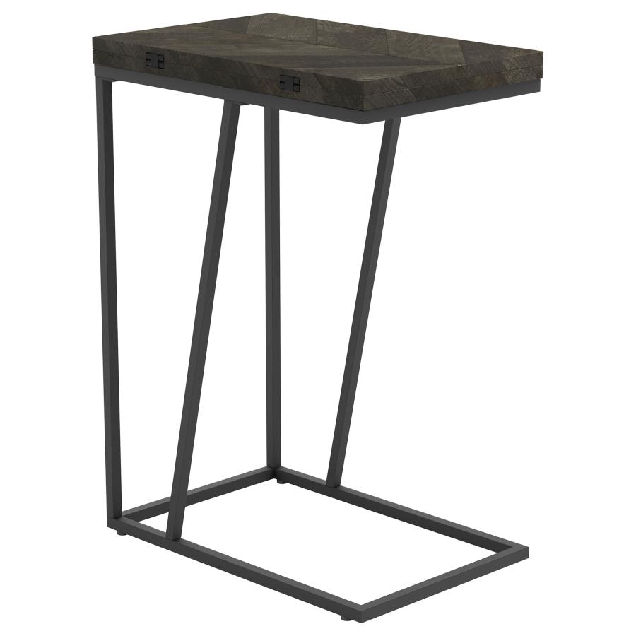 Carly Expandable Engineered Wood C-Shaped Side Table Grey (image for) Carly Expandable Engineered Wood C-Shaped Side Table Grey