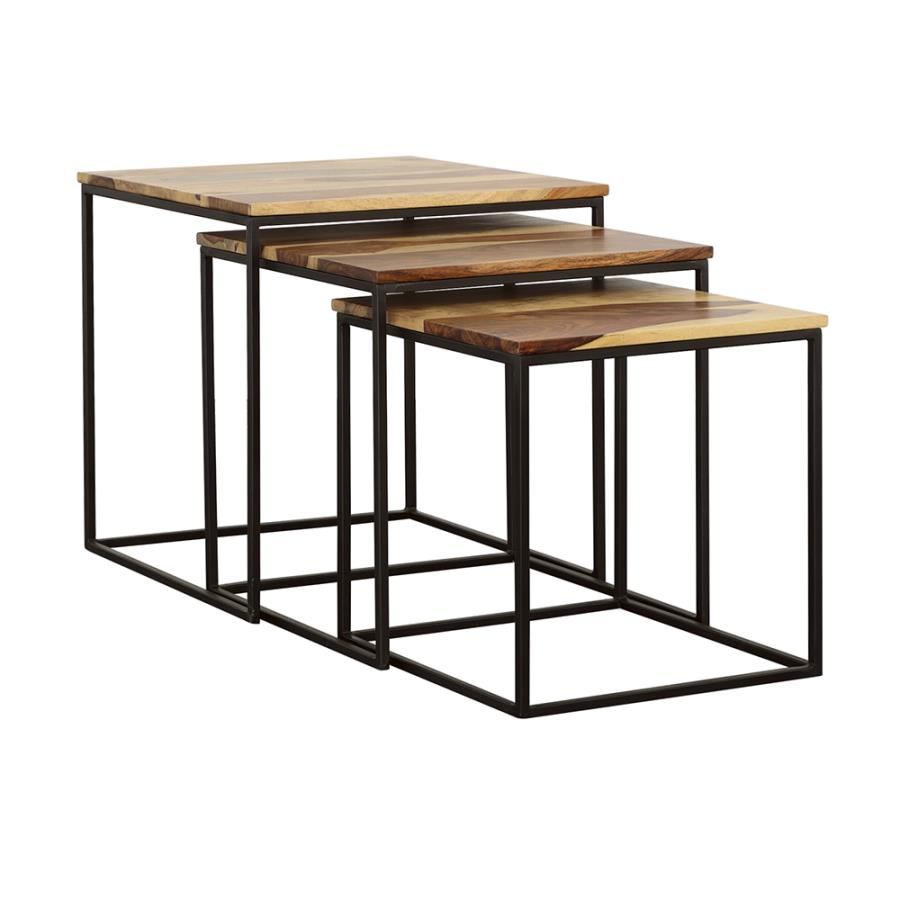 Belcourt 3-piece Square Nesting Tables Natural and Black (image for) Belcourt 3-piece Square Nesting Tables Natural and Black