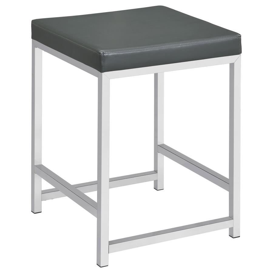 Afshan Upholstered Square Padded Vanity Stool Chrome (image for) Afshan Upholstered Square Padded Vanity Stool Chrome