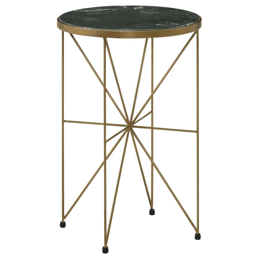 Eliska Round Green Marble Top Accent Side Table Antique Gold (image for) Eliska Round Green Marble Top Accent Side Table Antique Gold