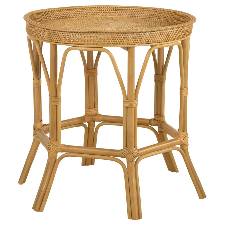 Antonio Round Rattan Tray Top Accent Side Table Natural (image for) Antonio Round Rattan Tray Top Accent Side Table Natural