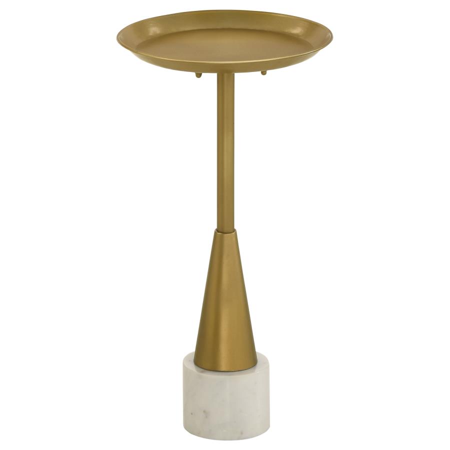 Alpine Round Metal Tray Side Table with Marble Base Gold (image for) Alpine Round Metal Tray Side Table with Marble Base Gold