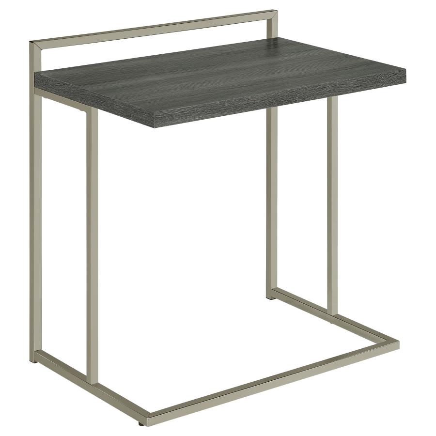 Dani Rectangular C-Shaped Sofa Side Table Weathered Grey (image for) Dani Rectangular C-Shaped Sofa Side Table Weathered Grey