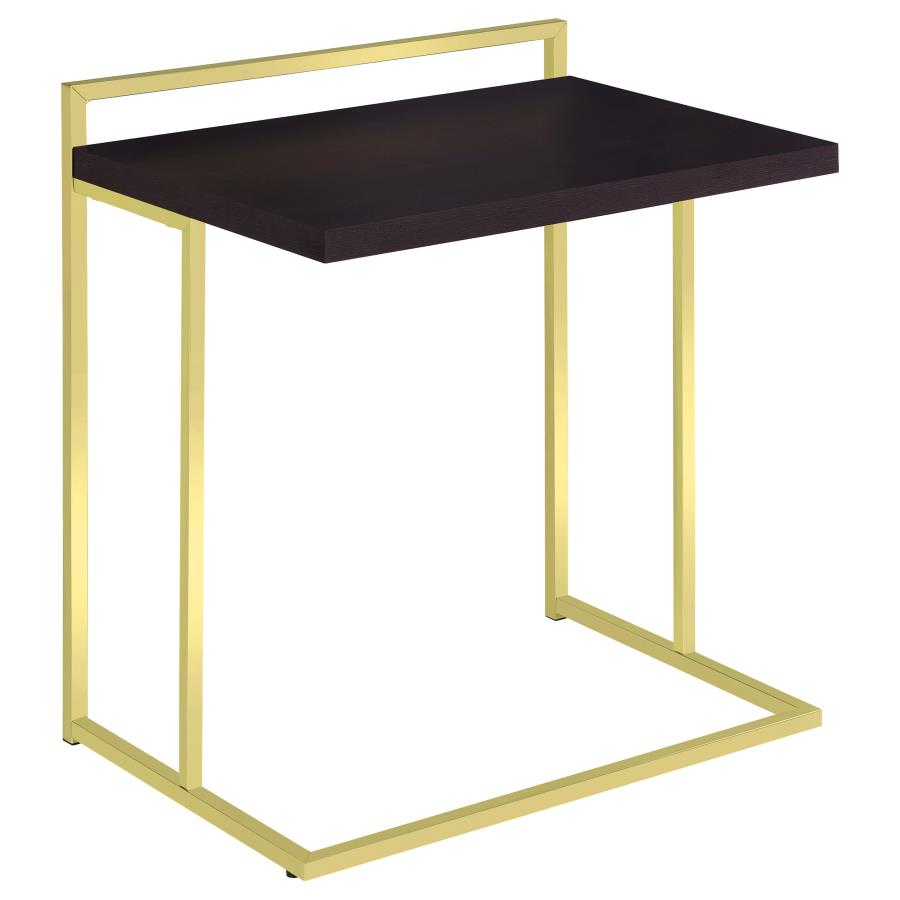 Dani Rectangular C-Shaped Sofa Side Table Cappuccino (image for) Dani Rectangular C-Shaped Sofa Side Table Cappuccino