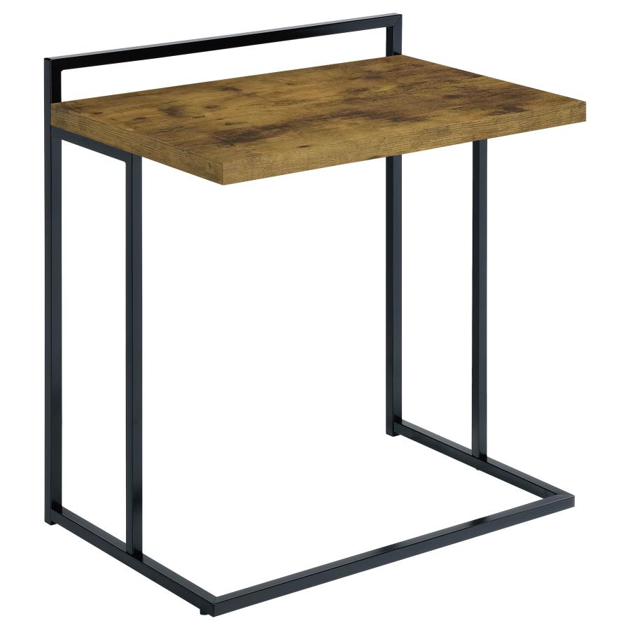Dani Rectangular C-Shaped Sofa Side Table Rustic Nutmeg (image for) Dani Rectangular C-Shaped Sofa Side Table Rustic Nutmeg