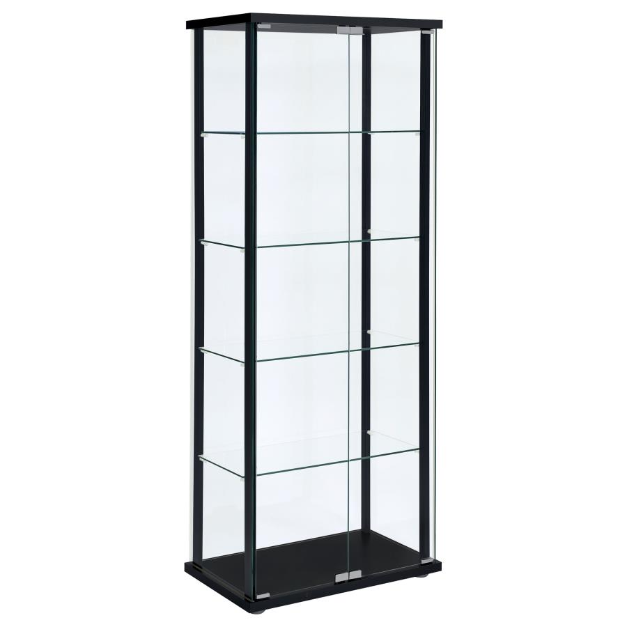 Delphinium 5-shelf Clear Glass Curio Display Cabinet Black (image for) Delphinium 5-shelf Clear Glass Curio Display Cabinet Black