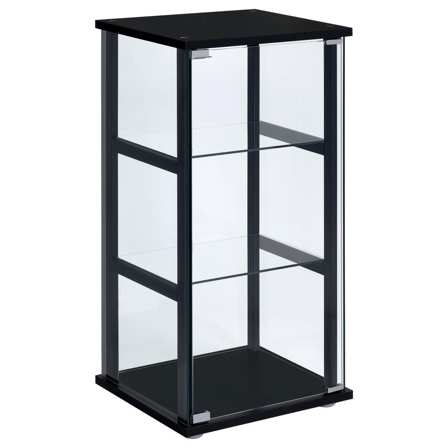 Cyclamen 3-shelf Clear Glass Curio Display Cabinet Black (image for) Cyclamen 3-shelf Clear Glass Curio Display Cabinet Black