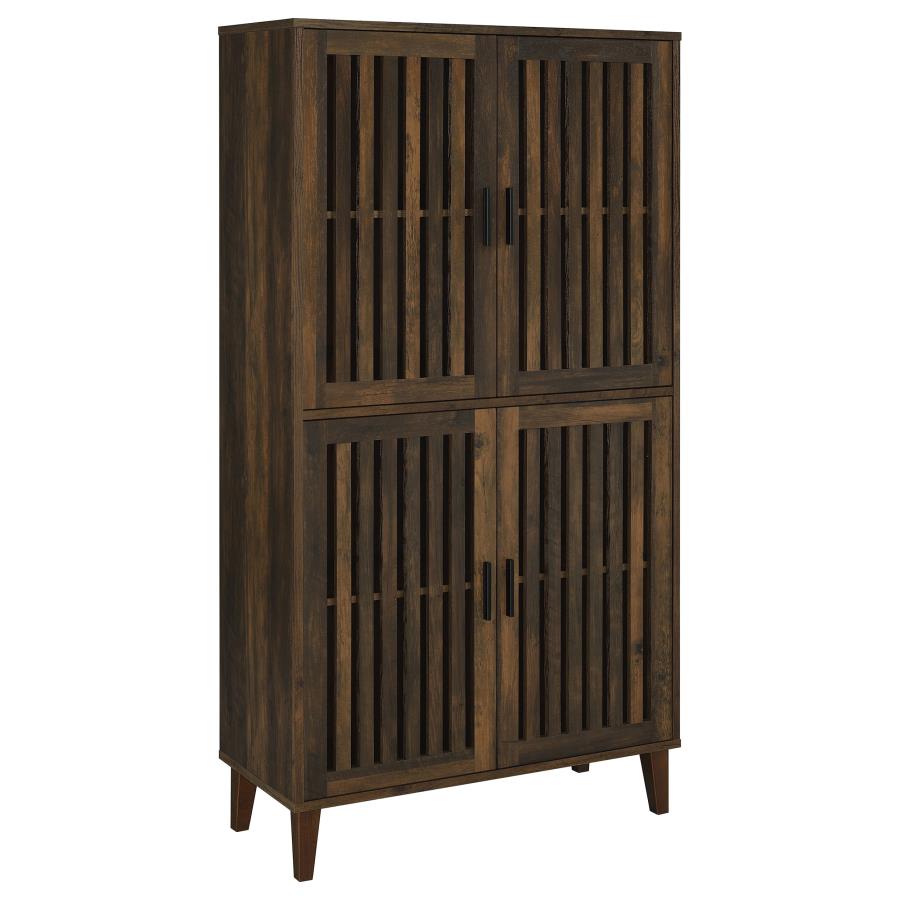 Elouise 4-door Engineered Wood Tall Accent Cabinet Dark Pine (image for) Elouise 4-door Engineered Wood Tall Accent Cabinet Dark Pine