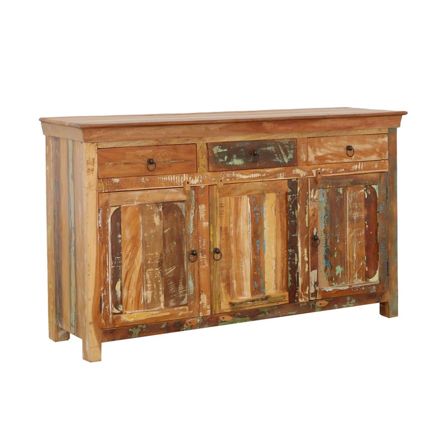 Harper 3-door Solid Reclaimed Wood Accent Cabinet Brown (image for) Harper 3-door Solid Reclaimed Wood Accent Cabinet Brown