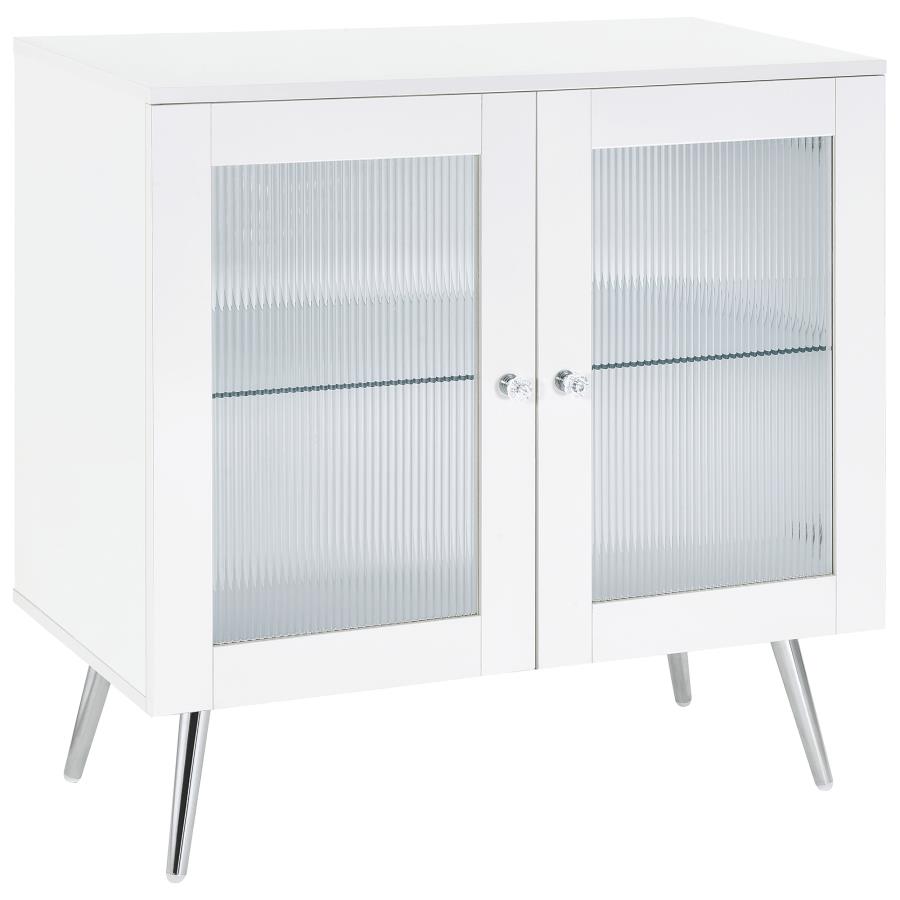 Nieta 2-door Engineered Wood Accent Cabinet White High Gloss (image for) Nieta 2-door Engineered Wood Accent Cabinet White High Gloss