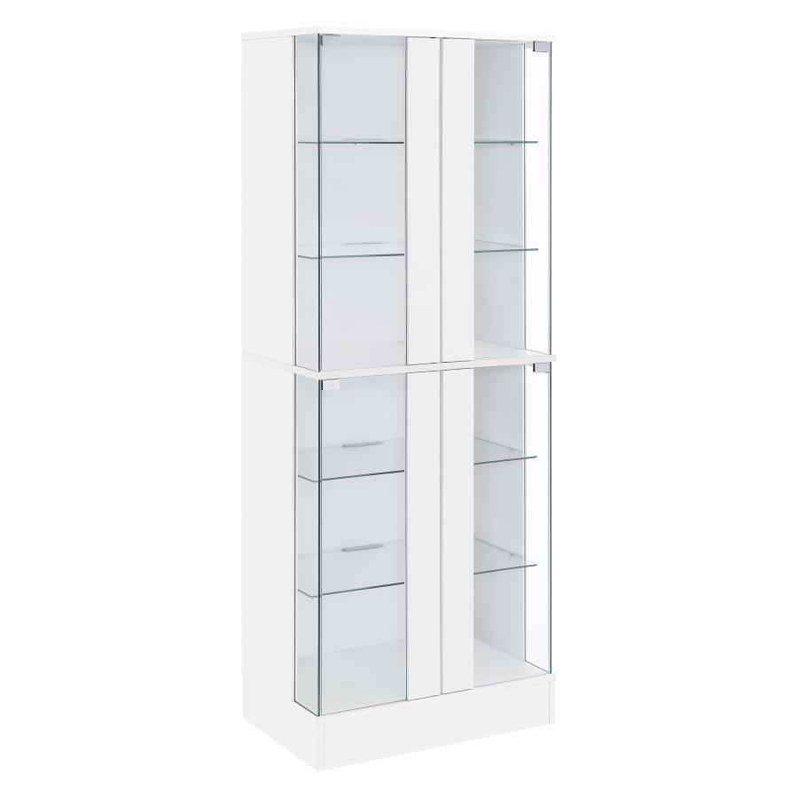 Cabra 4-door LED Curio Display Cabinet White High Gloss (image for) Cabra 4-door LED Curio Display Cabinet White High Gloss