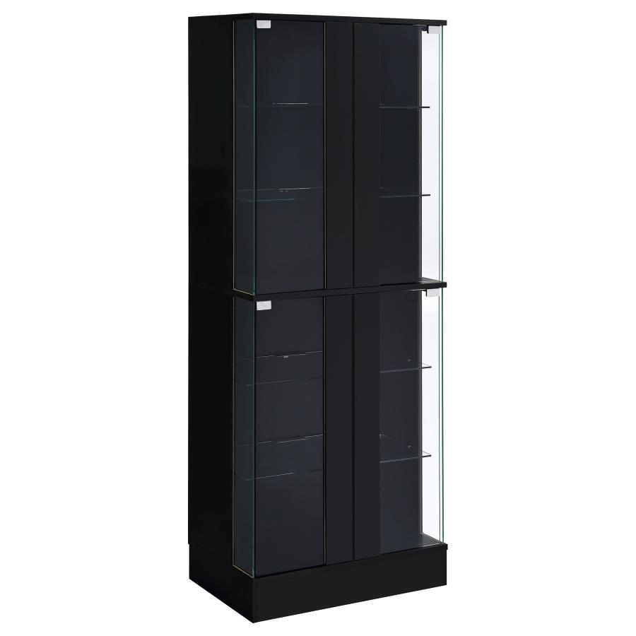 Cabra 4-door LED Curio Display Cabinet Black High Gloss (image for) Cabra 4-door LED Curio Display Cabinet Black High Gloss