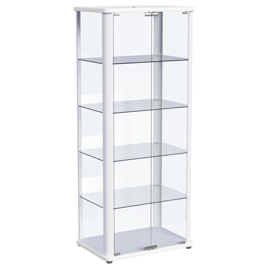 Aero 5-shelf Display Curio Cabinet with LED Lighting White (image for) Aero 5-shelf Display Curio Cabinet with LED Lighting White