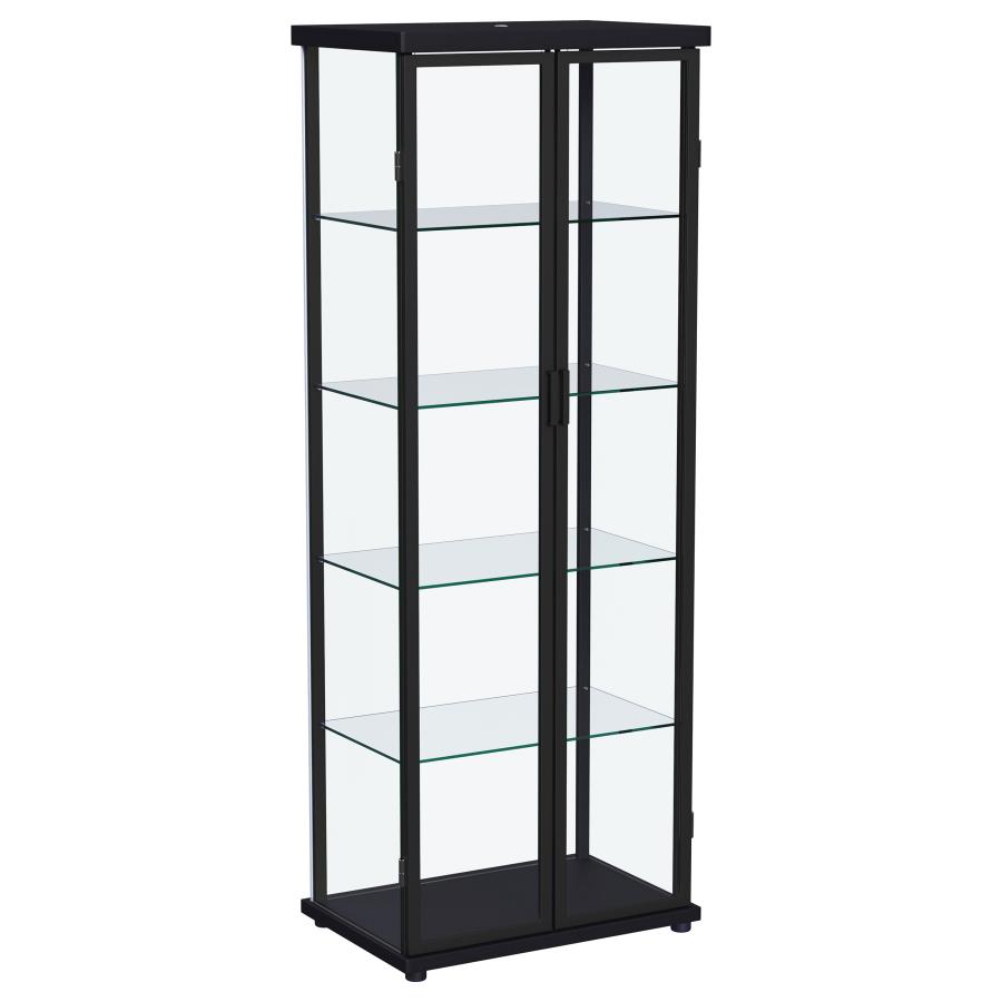 Aero 5-shelf Display Curio Cabinet with LED Lighting Black (image for) Aero 5-shelf Display Curio Cabinet with LED Lighting Black