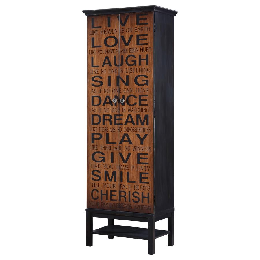 Lovegood 2-door Wood Tall Storage Cabinet Black and Brown (image for) Lovegood 2-door Wood Tall Storage Cabinet Black and Brown