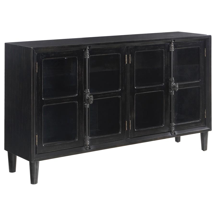 Sylvia 4-door Accent Cabinet Black (image for) Sylvia 4-door Accent Cabinet Black