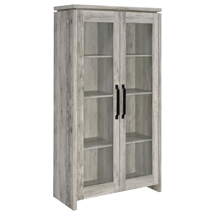 Alejo 2-door Engineered Wood Tall Cabinet Grey Driftwood (image for) Alejo 2-door Engineered Wood Tall Cabinet Grey Driftwood